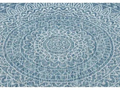 RugsX Tapijt Rond-Sisal Tapijt Sisal Loft 21207 Rosette Rond Boho Ivoor/Zilver/Blauw Cercle 120 Cm