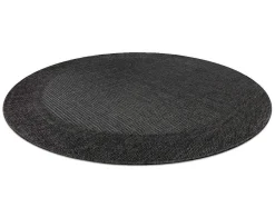 RugsX Tapijt Rond-Sisal Tapijt Timo 5000 Cirkel Buitenshuis Kader Zwart Cercle 120 Cm
