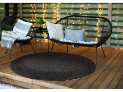 RugsX Tapijt Rond-Sisal Tapijt Timo 5000 Cirkel Buitenshuis Kader Zwart Cercle 120 Cm