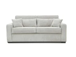 Vente-unique Slaapbank Met Matras-Slaapbank 4 Zitplaatsen Met Stoffen Bekleding In Cremewit Snel Ombouwbaar Matrasbreedte: 160 Cm Matrasdikte: 18 Cm Mondovi