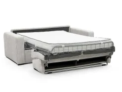 Vente-unique Slaapbank Met Matras-Slaapbank 4 Zitplaatsen Met Stoffen Bekleding In Cremewit Snel Ombouwbaar Matrasbreedte: 160 Cm Matrasdikte: 18 Cm Mondovi
