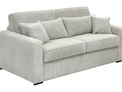 Vente-unique Slaapbank Met Matras-Slaapbank 4 Zitplaatsen Met Stoffen Bekleding In Cremewit Snel Ombouwbaar Matrasbreedte: 160 Cm Matrasdikte: 18 Cm Mondovi