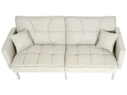 Vente-unique Klik-Klak En Bz Slaapbank-Slaapbank Mcw-K65, Stof/Textiel Creme-Beige