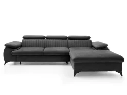 PASCAL MORABITO Speciale Modellen Zitbanken & Fauteuils-Slaapbank Met Hoek Rechts Van Antracietgrijs Velours Samara - Van