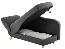 Vente-unique Chaise Longue-Slaapbank Van Antraciete Stof Met Opbergruimte - Hoek Rechts - Penelope