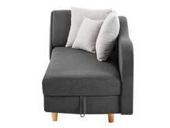 Vente-unique Chaise Longue-Slaapbank Van Antraciete Stof Met Opbergruimte - Hoek Rechts - Penelope