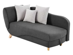 Vente-unique Chaise Longue-Slaapbank Van Antraciete Stof Met Opbergruimte - Hoek Rechts - Penelope