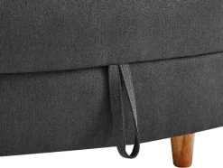 Vente-unique Chaise Longue-Slaapbank Van Antraciete Stof Met Opbergruimte - Hoek Rechts - Penelope