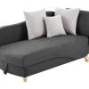Vente-unique Chaise Longue-Slaapbank Van Antraciete Stof Met Opbergruimte - Hoek Links - Penelope