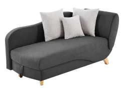 Vente-unique Chaise Longue-Slaapbank Van Antraciete Stof Met Opbergruimte - Hoek Links - Penelope