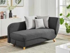Vente-unique Chaise Longue-Slaapbank Van Antraciete Stof Met Opbergruimte - Hoek Links - Penelope