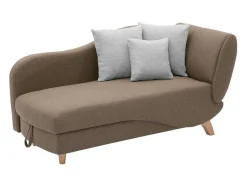 Vente-unique Chaise Longue-Slaapbank Van Bruine Stof Met Opbergruimte - Hoek Links - Penelope