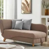Vente-unique Chaise Longue-Slaapbank Van Bruine Stof Met Opbergruimte - Hoek Rechts - Penelope