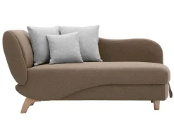 Vente-unique Chaise Longue-Slaapbank Van Bruine Stof Met Opbergruimte - Hoek Rechts - Penelope