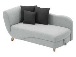 Vente-unique Chaise Longue-Slaapbank Van Lichtgrijze Stof Met Opbergruimte - Hoek Rechts - Penelope