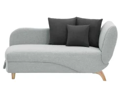 Vente-unique Chaise Longue-Slaapbank Van Lichtgrijze Stof Met Opbergruimte - Hoek Links - Penelope