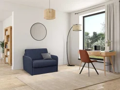 Vente-unique Uitklapbare Fauteuil-Slaapfauteuil Met Matras Van Stof Nadoa - Slaapafmeting 70 Cm - Blauw