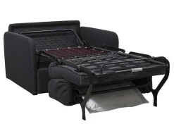 Vente-unique Uitklapbare Fauteuil-Slaapfauteuil Met Matras Van Stof Nadoa - Slaapafmeting 100 Cm - Donkergrijs