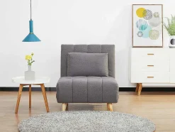Vente-unique Uitklapbare Fauteuil-Slaapfauteuil Strevi - Stof - Grijs