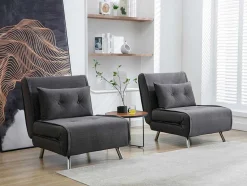 Vente-unique Uitklapbare Fauteuil-Slaapfauteuil Van Antracietgrijze Stof Uribia