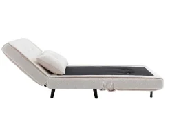 Vente-unique Uitklapbare Fauteuil-Slaapfauteuil Van Ivoorwitte Bouclestof Uribia