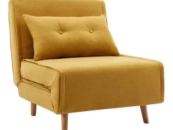 Vente-unique Uitklapbare Fauteuil-Slaapfauteuil Van Mosterdgele Stof Uribia
