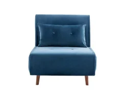Vente-unique Uitklapbare Fauteuil-Slaapfauteuil Van Nachtblauw Velours Uribia