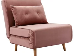 Vente-unique Uitklapbare Fauteuil-Slaapfauteuil Van Poederroze Velours Uribia