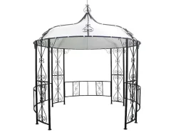 EXPERTLAND Prieel, Pergola, Gazebo En Kiosk-Smeedijzeren Tuinkiosk Van Metaal Tilcara - D300 X H290 Cm - Zwart