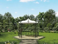 EXPERTLAND Prieel, Pergola, Gazebo En Kiosk-Smeedijzeren Tuinkiosk Van Metaal Tilcara - D300 X H290 Cm - Zwart