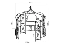 EXPERTLAND Prieel, Pergola, Gazebo En Kiosk-Smeedijzeren Tuinkiosk Van Metaal Tilcara - D300 X H290 Cm - Wit