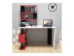 EPIKASA Bureaumeubel-Snap Bureau, Wit, Rood, Zwart, 120X60X148,2 Cm,