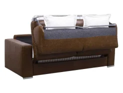 LINEA SOFA Zitbank-Snel Omgebouwde Slaapbank Met 3 Zitplaatsen In 100% Vintage Karamel Buffelleer En Een Matras Van 18 Cm Delectea Ii