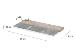 OZAIA Tafelservies-Snijplank Van 2 Materialen - Steen En Mangohout - L38 X D18 - Groen En Naturel - Utena