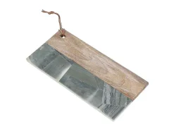 OZAIA Tafelservies-Snijplank Van 2 Materialen - Steen En Mangohout - L38 X D18 - Groen En Naturel - Utena