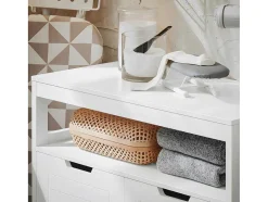 Sobuy Toiletmeubel-Badkamermeubel Toiletkast Ladekast Kastopbergmeubel Met 2 Deuren, Verstelbare Planken, 70X35X90 Cm, Bzr121-W