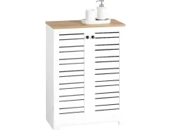 Sobuy Toiletmeubel-Bzr41-W Lage Kast Opbergkast Keukenkast, Badkamerkast Met 2 Louvredeuren