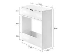 Sobuy Toiletmeubel-Bzr48-W Toiletrolhouder, Badkamer Toiletkast, Badkamermeubels, Houten Vloer Staande Badkamerkast