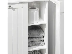 Sobuy Toiletmeubel-Bzr105-W Waszak Waskast Met 3 Planken En 1 Uitneembare Wasmand