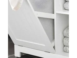 Sobuy Toiletmeubel-Bzr105-W Waszak Waskast Met 3 Planken En 1 Uitneembare Wasmand