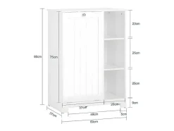 Sobuy Toiletmeubel-Bzr105-W Waszak Waskast Met 3 Planken En 1 Uitneembare Wasmand