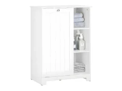 Sobuy Toiletmeubel-Bzr105-W Waszak Waskast Met 3 Planken En 1 Uitneembare Wasmand