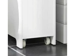 Sobuy Toiletmeubel-Compacte Toiletkast, Smal Badkameropbergmeubel Op Wielen, Toiletrolhouder Met 1 Kanteldeur, 2 Laden En 1 Open Achtercompartiment, Veelzijdige Opbergwagen, 60X20X75 Cm, Bzr111-W