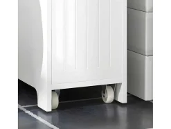 Sobuy Toiletmeubel-Compacte Toiletkast, Smal Badkameropbergmeubel Op Wielen, Toiletrolhouder Met 1 Kanteldeur, 2 Laden En 1 Open Achtercompartiment, Veelzijdige Opbergwagen, 60X20X75 Cm, Bzr111-W
