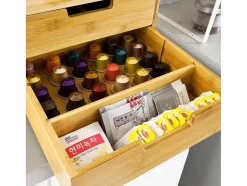 Sobuy Keukenaccessoire En -Opbergruimte-Frg82-N Capsulehouder Met 2 Lades Duurzaam Bamboe Opberglade Koffiecapsule Houder Nespresso