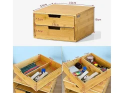Sobuy Keukenaccessoire En -Opbergruimte-Frg82-N Capsulehouder Met 2 Lades Duurzaam Bamboe Opberglade Koffiecapsule Houder Nespresso