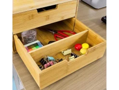Sobuy Keukenaccessoire En -Opbergruimte-Frg82-N Capsulehouder Met 2 Lades Duurzaam Bamboe Opberglade Koffiecapsule Houder Nespresso