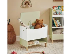 Sobuy Babymeubel-Houten Kinderspeelgoedkist, Speelgoedkist Met Klapdeksel, Speelgoedorganizer Voor Kinderkamer Met 1 Open Vak 60 X 34 X 57 Cm, Kmb91-Gr