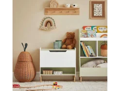 Sobuy Babymeubel-Houten Kinderspeelgoedkist, Speelgoedkist Met Klapdeksel, Speelgoedorganizer Voor Kinderkamer Met 1 Open Vak 60 X 34 X 57 Cm, Kmb91-Gr