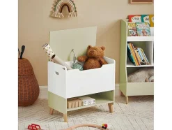 Sobuy Babymeubel-Houten Kinderspeelgoedkist, Speelgoedkist Met Klapdeksel, Speelgoedorganizer Voor Kinderkamer Met 1 Open Vak 60 X 34 X 57 Cm, Kmb91-Gr